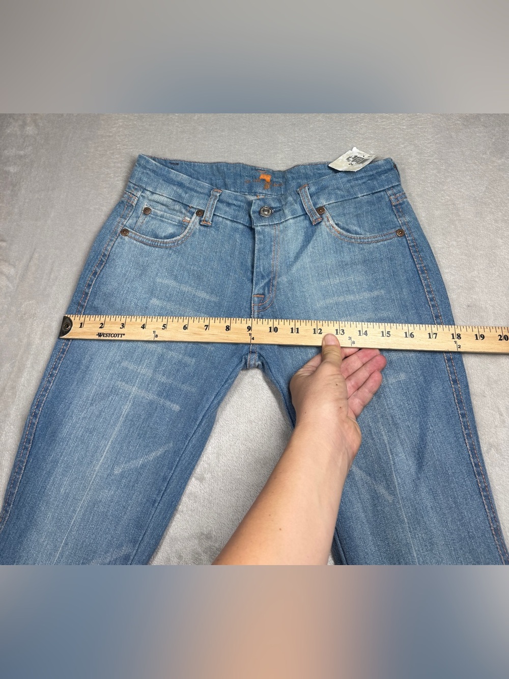 NWT Deadstock Y2K 7 For All Mankind Embroidered A Pocket Bootcut Blue Jeans 24 - Picture 9 of 17